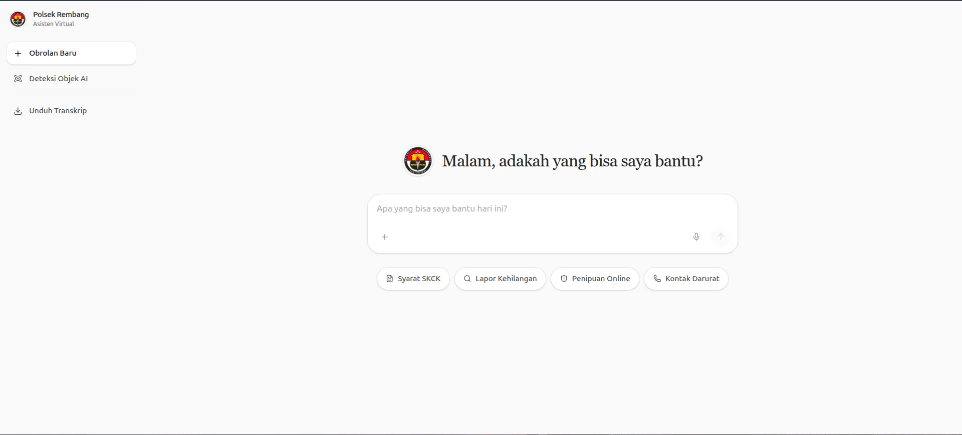 Polsek Rembang RAG Public Service Assistant
