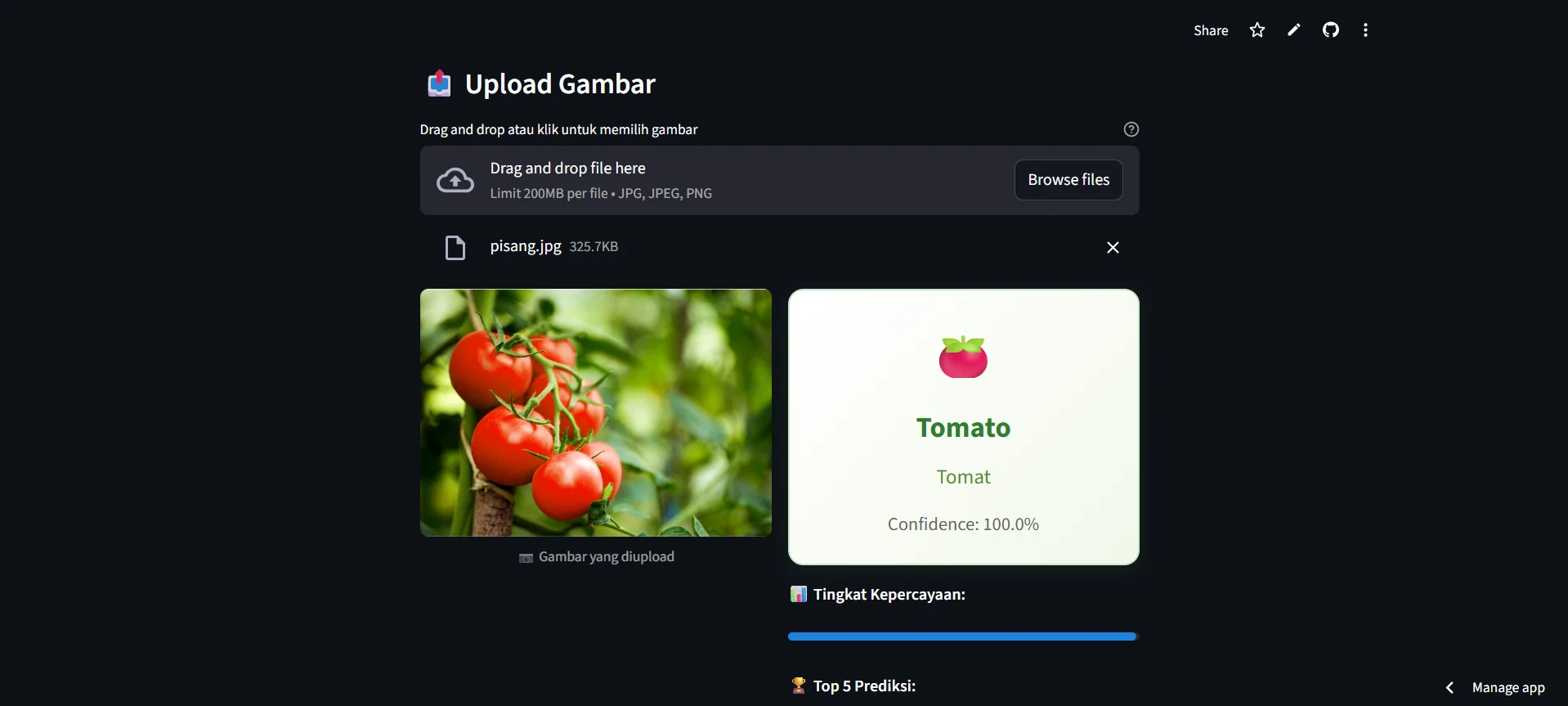 Vegetable Image Classification App